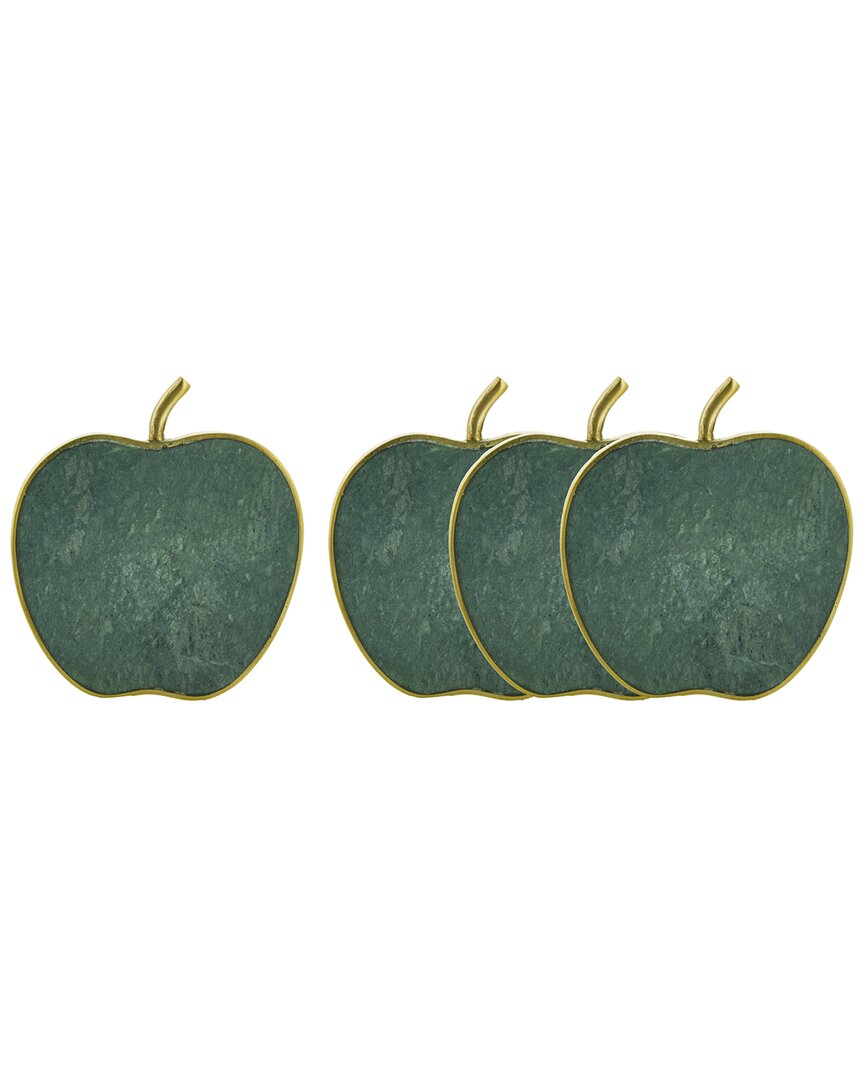 Godinger Green Marble Apple Coaster Set