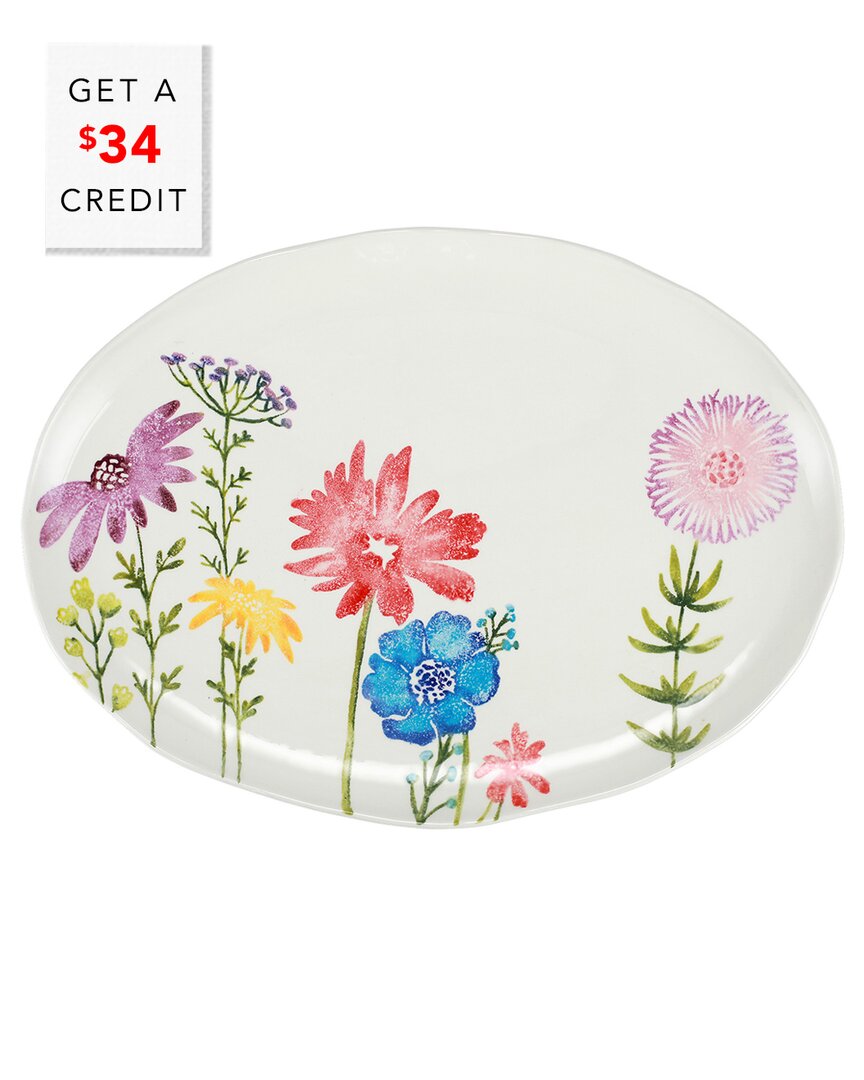 Vietri Fiori Di Campo Large Oval Platter With $34 Credit In Multi