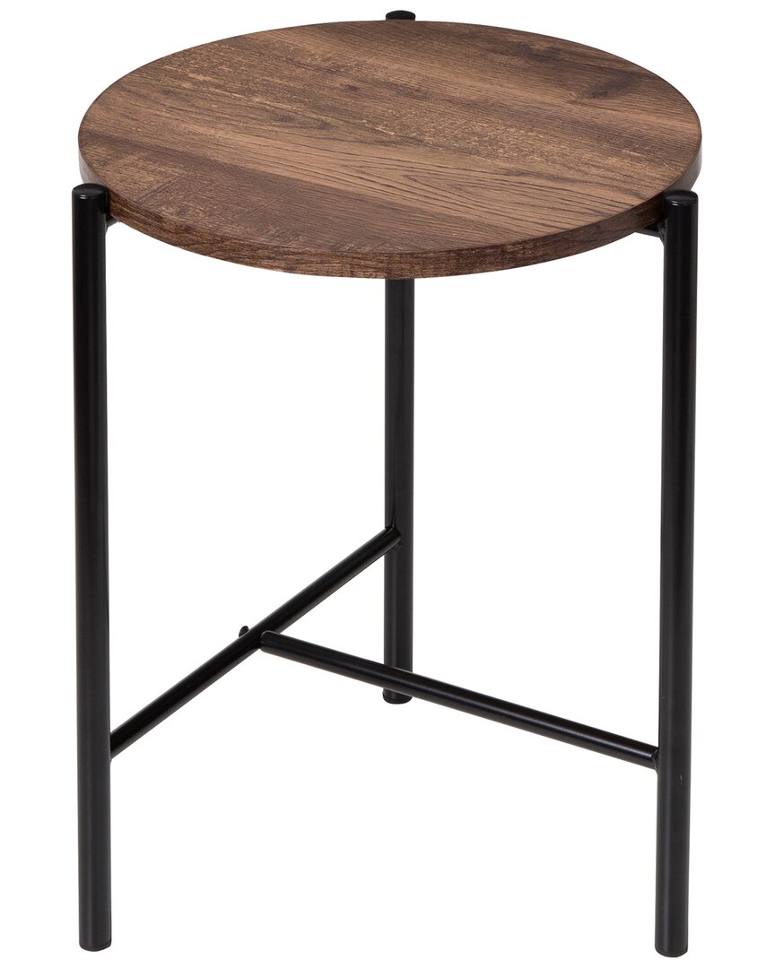 Honey-can-do 18in Round Side Table With T-pattern Base In Black