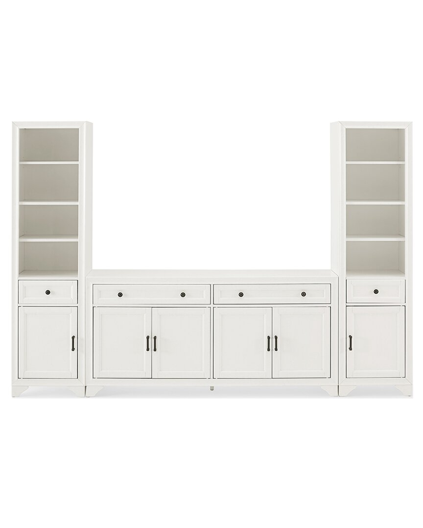 Crosley Furniture Tara 3pc Sideboard And Bookcase Set In White
