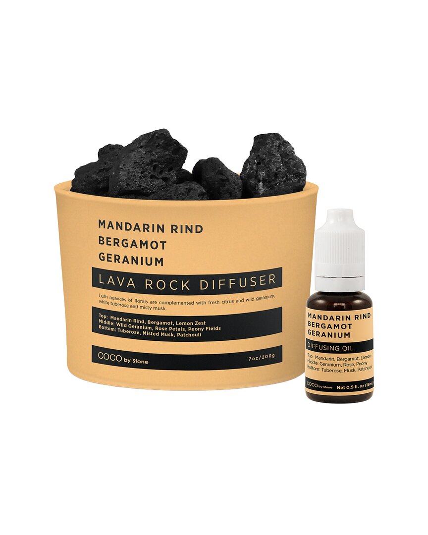 Coco By Stone Handmade Lava Rock Diffuser With Oil Starter Pack - Inspired By Aesop In Orange