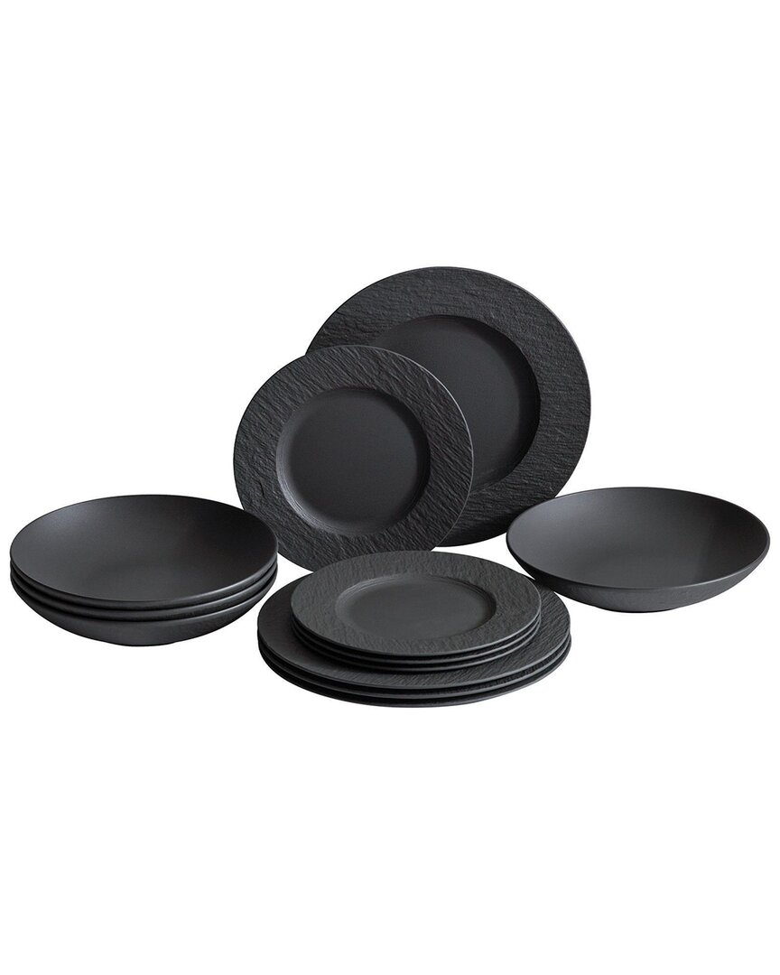 Shop Villeroy & Boch Manufacture Rock 12pc Dinnerware Set In Black
