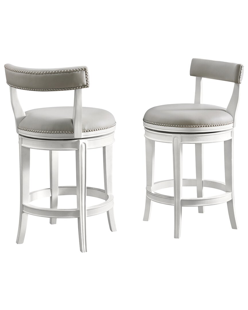 Alaterre Hanover Set Of 2 Swivel Counter Height Bar Stools In White