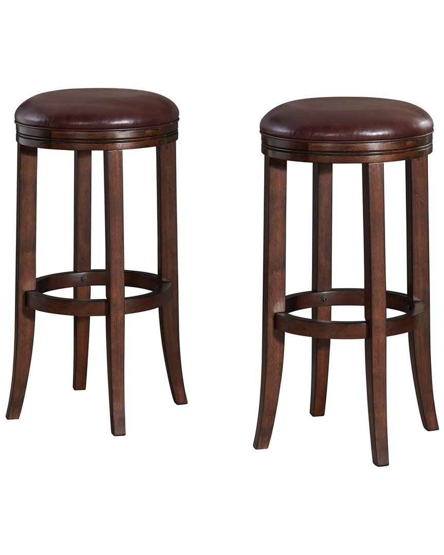 Alaterre Natick Set Of 2 Bar Height Stools In Brown
