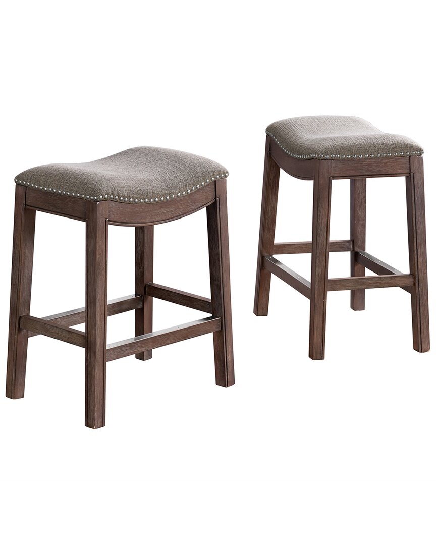 Alaterre Williston Set Of 2 Counter Height Stools In Brown