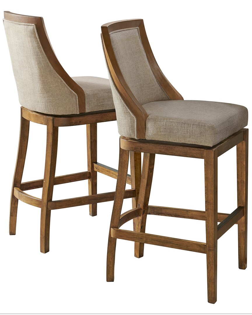 Alaterre Ellie Set Of 2 Bar Height Stools In Brown