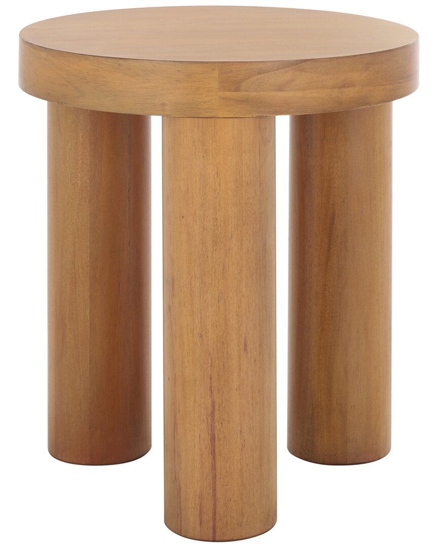 Safavieh Couture Bary Round 3 Leg Wood Accent Table In Brown