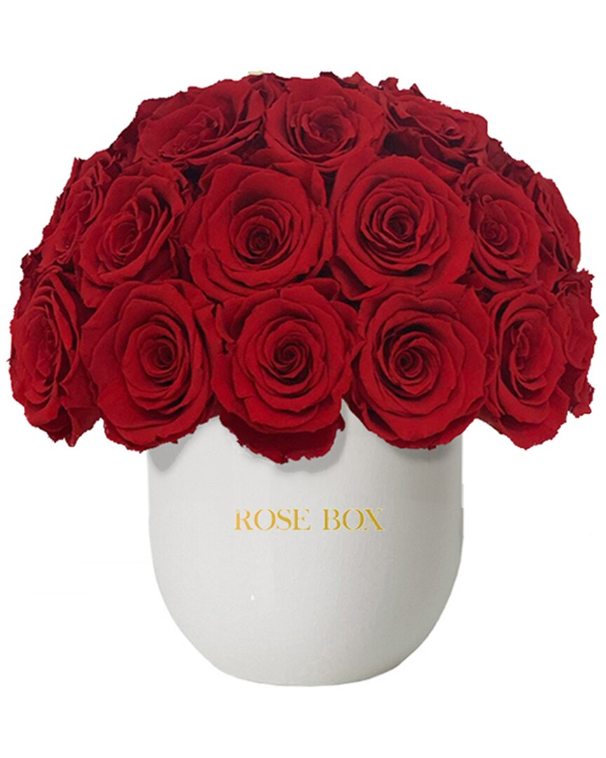 Rose Box Nyc Ceramic Classic Half Ball With Red Flame Roses
