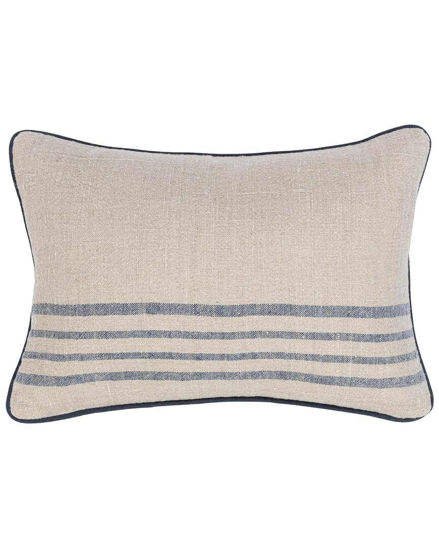 Classic Home Yarn Dyed Stripe Newport Linen Throw Pillow In Blue