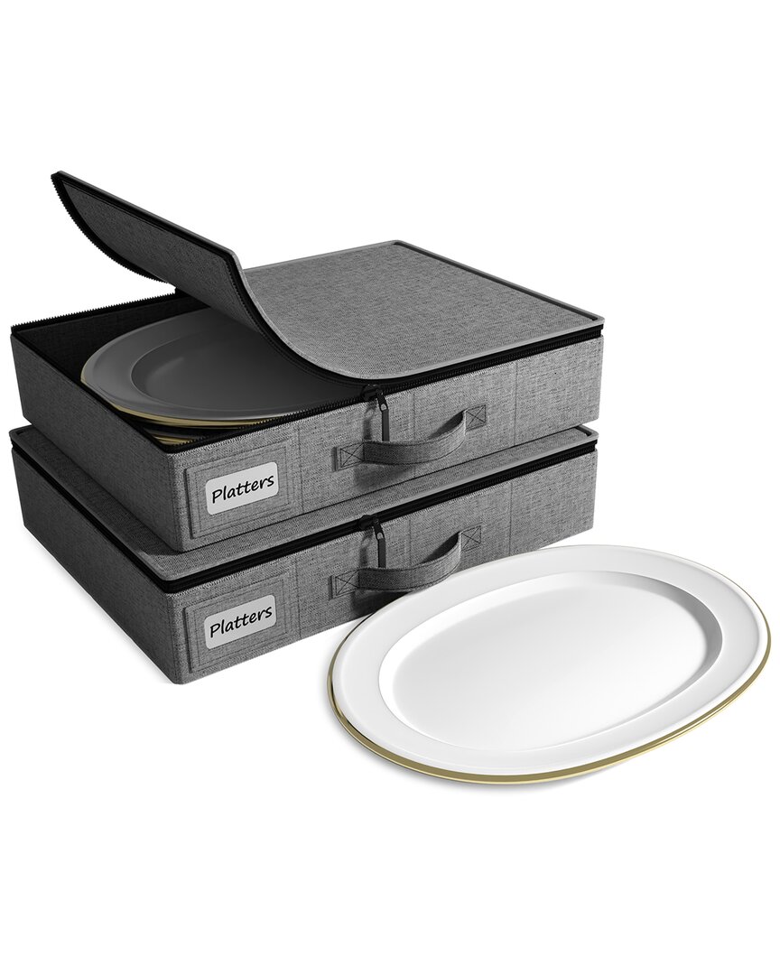 Sorbus 2pc China Storage Dinnerware Organizers In Gray