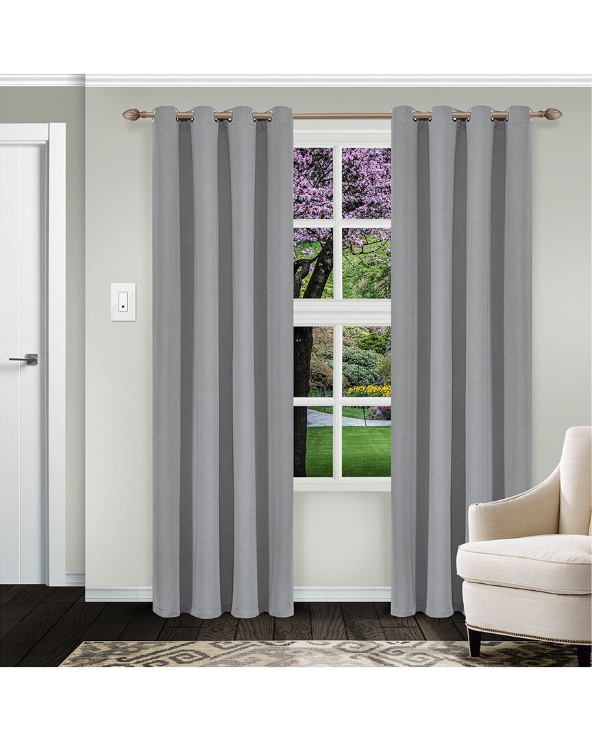 Superior Solid Insulated Thermal Blackout Grommet Curtain Panel Set In Silver