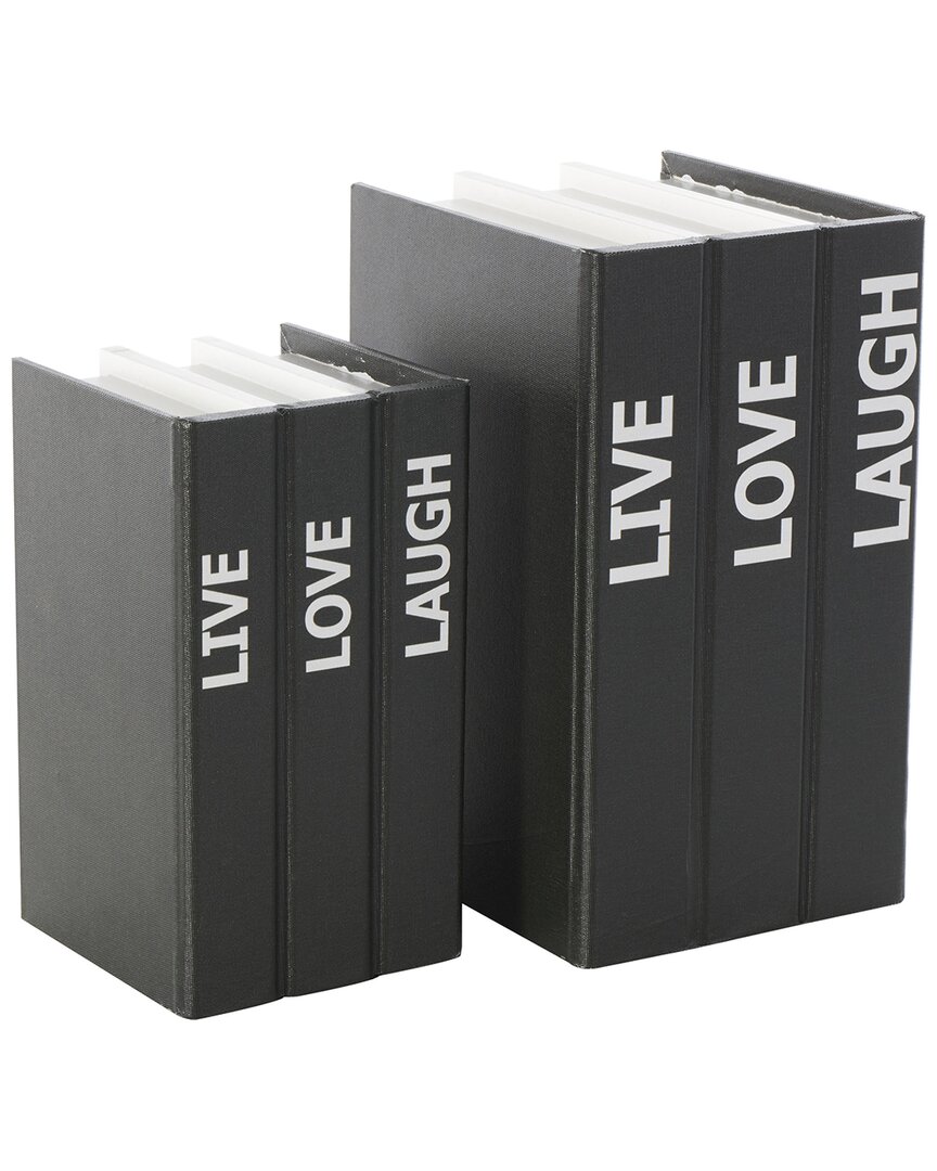 Peyton Lane Set Of 2 Canvas Faux Book Storage Boxes In Black