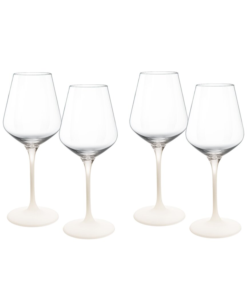 Villeroy & Boch Set Of 4 Manufacture Rock Blanc White Wine Glasses In Transparent