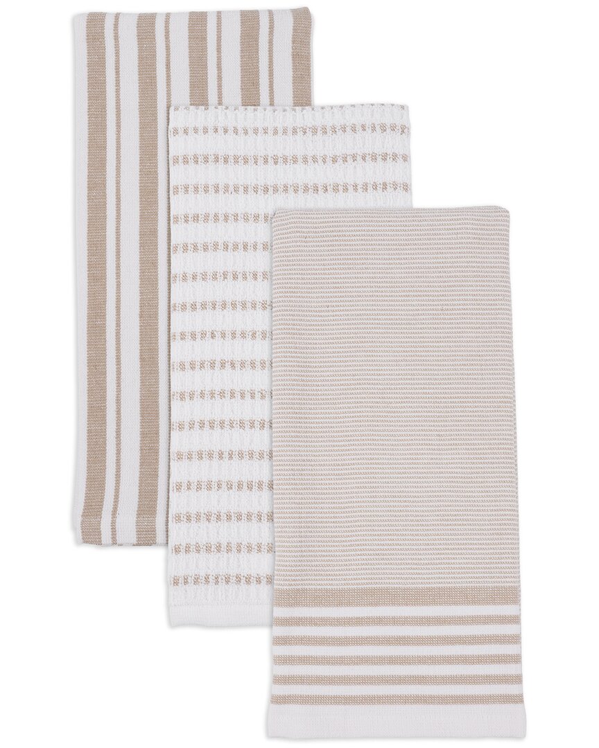 Sur La Table Kitchen Essentials Naples Dual Purpose Kitchen Towels Set Of 3 In Brown