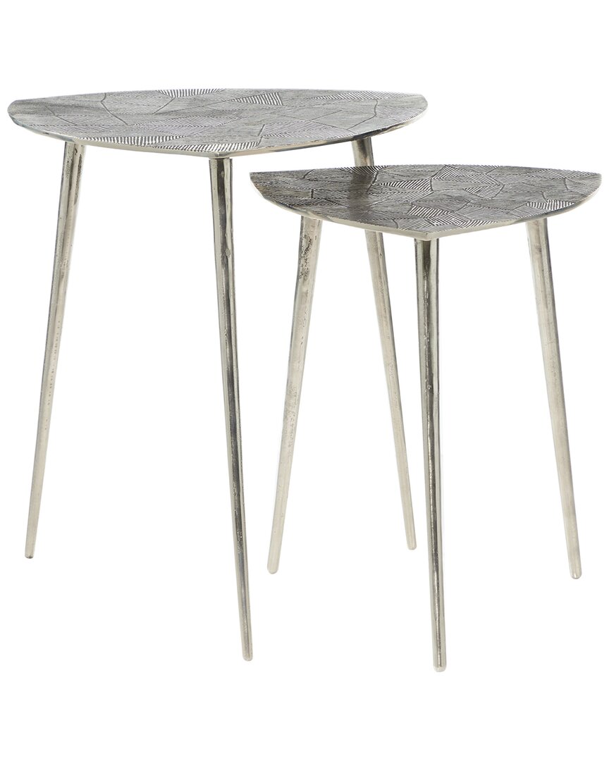 Peyton Lane Set Of 2 Contemporary Triangle Accent Tables In Gray