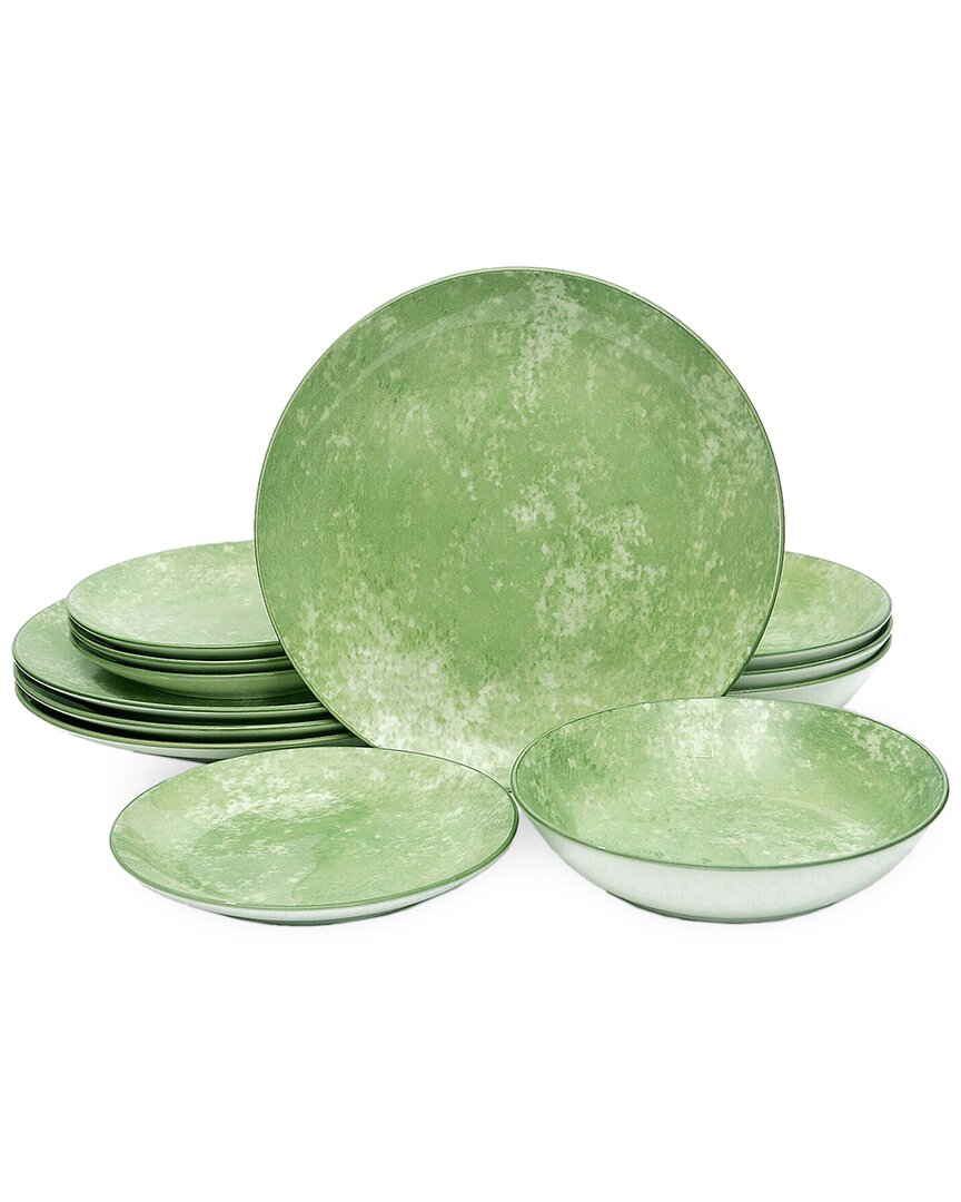 Godinger Wingate Green 12 Piece Dinnerware Set, Service For 4 In Green