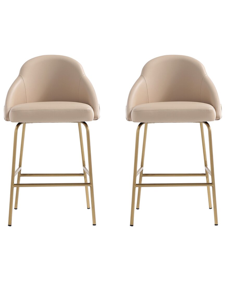 Manhattan Comfort Set Of 2 Gracie Modern Leatherette Barstools With Steel Legs