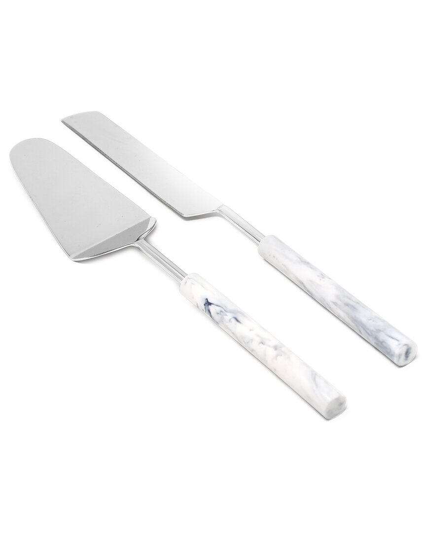 Vivience Cake Server Set With Ball Handle Clear Ha In White