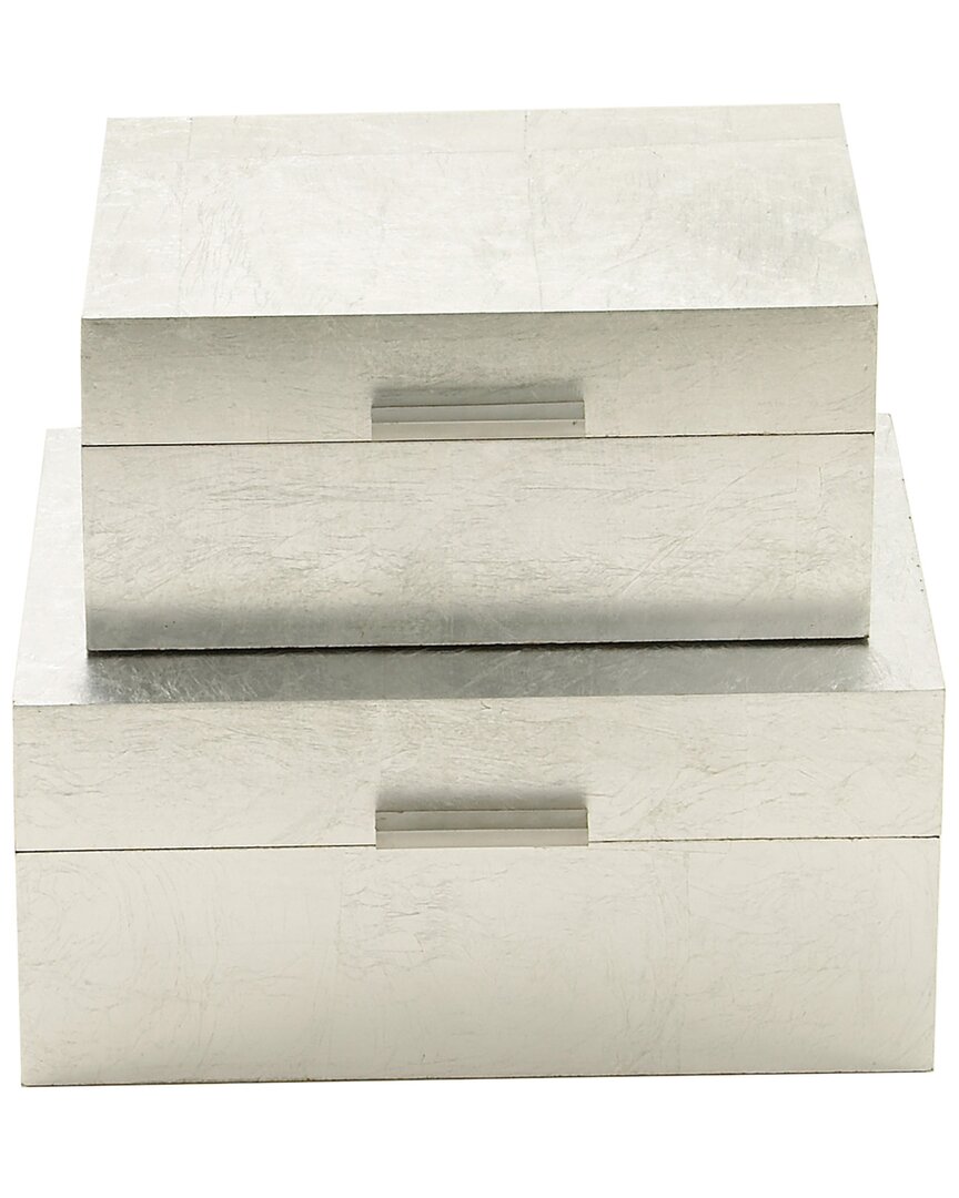 Cosmoliving By Cosmopolitan Set Of 2 Wood Silver Boxes