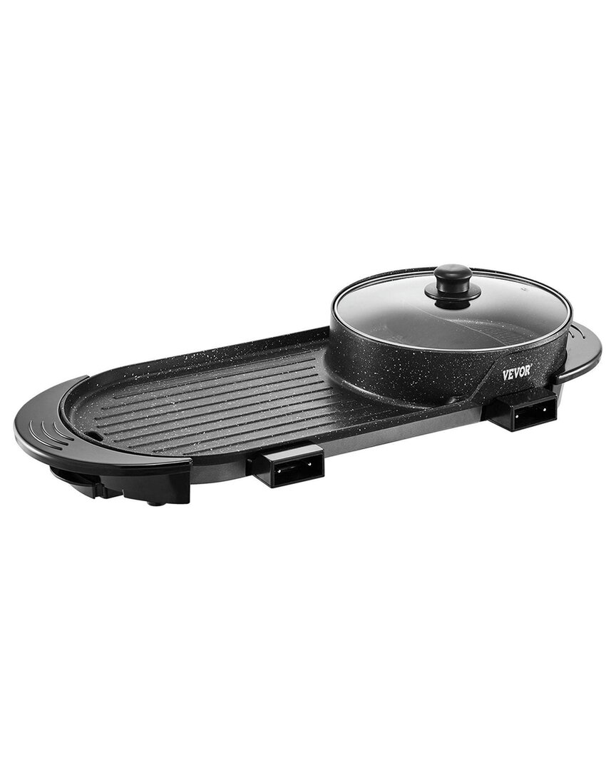 Vevor 2-in-1 Electric Smokeless Grill Hot Pot In Black