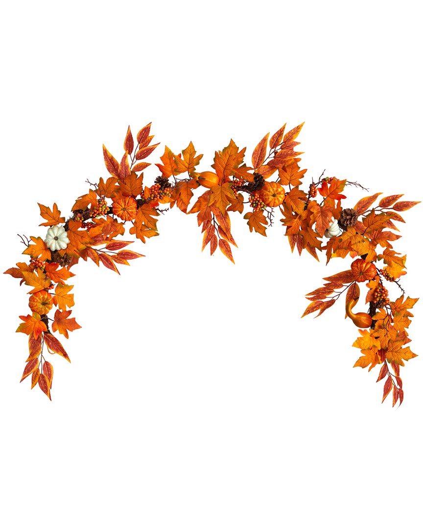 NEARLY NATURAL NEARLY NATURAL ASSORTED AUTUMN MAPLE LEAVES, PUMPKINS, GOURDS, BERRIES & PINECONE ARTIFICIAL FALL GA