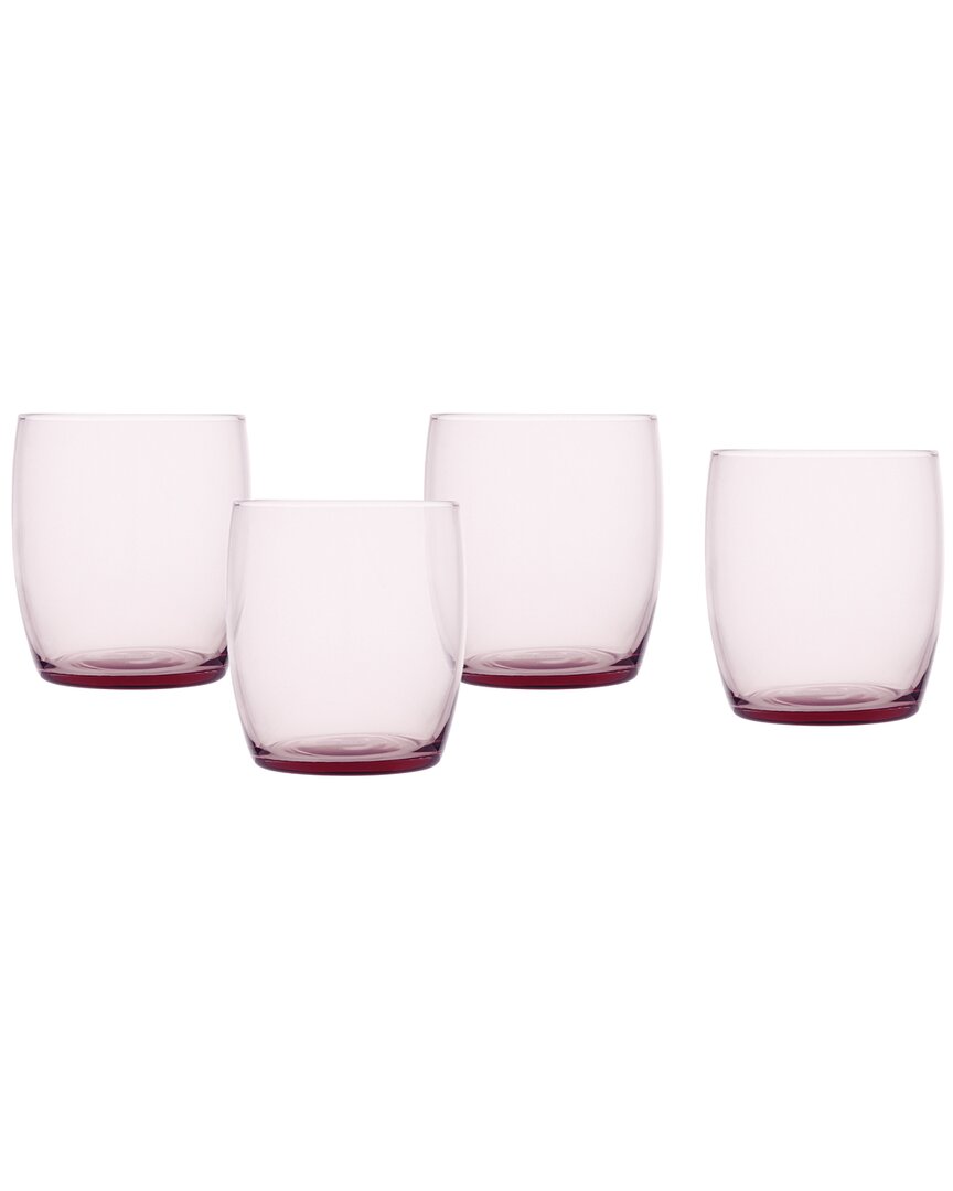 Fortessa Set Of 4 Gala Glass Pink Short Beverage Glasses In Pink