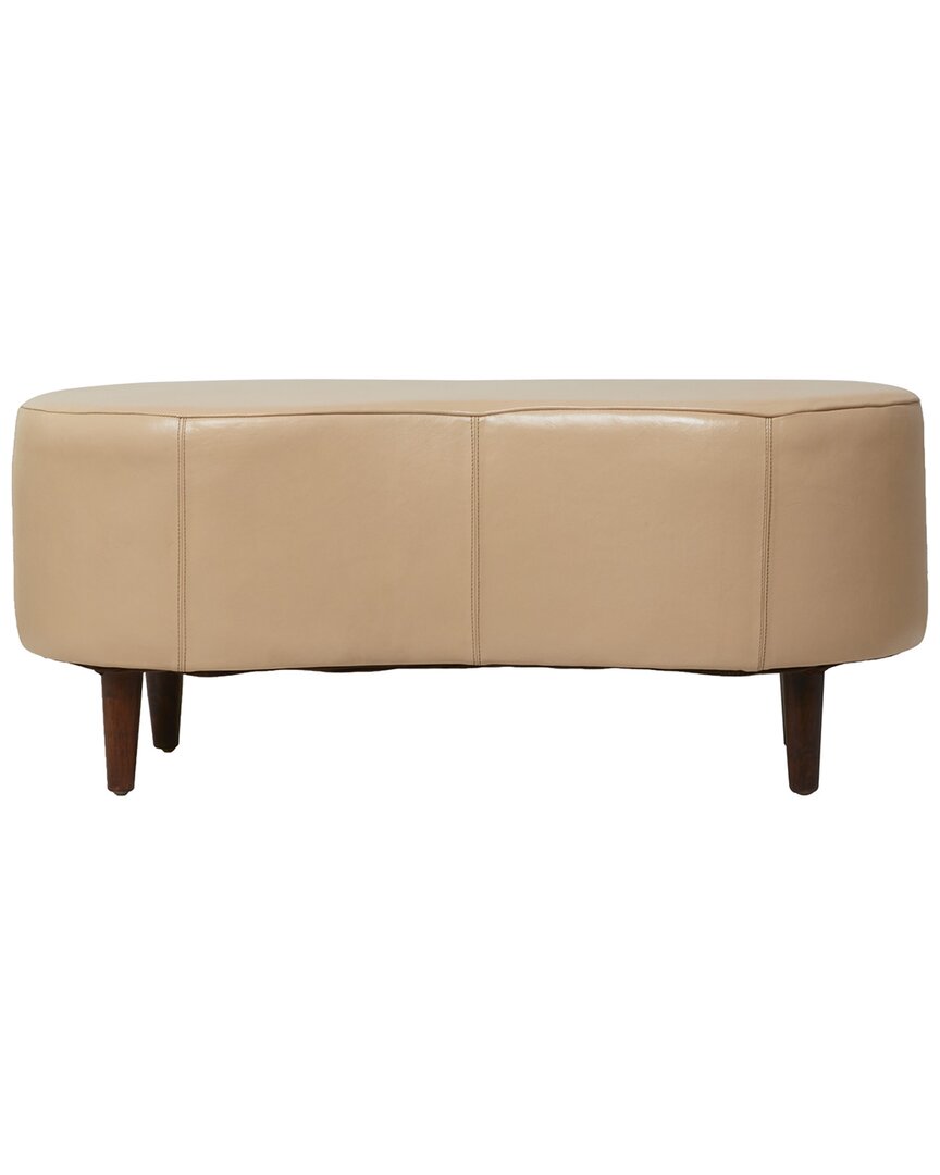 Peyton Lane Curved Leather Bench In Beige