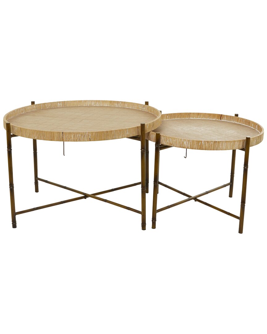 Peyton Lane Set Of 2 Rattan Nesting Accent Tables In Brown