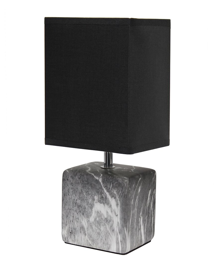 Lalia Home Petite Marbled Ceramic Table Lamp In Black
