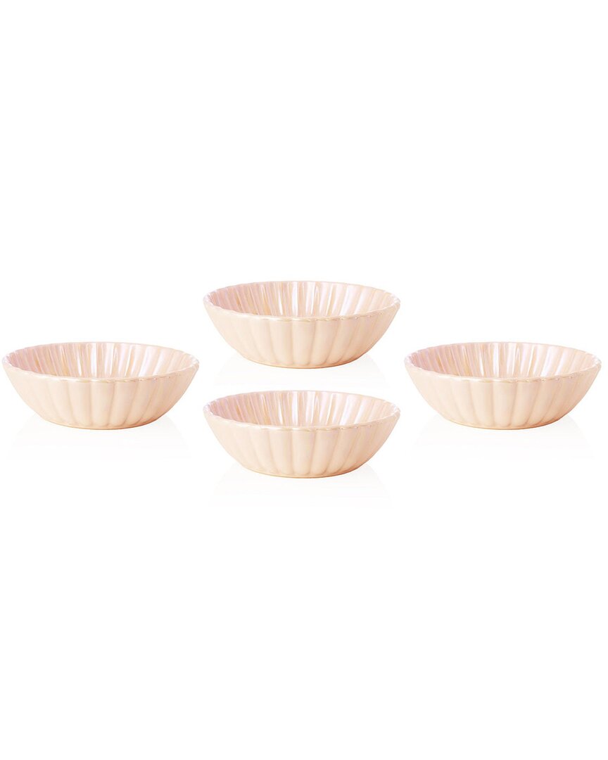 Godinger Set Of 4 Scalloped Blush Luster Cereal Bowls In Pink