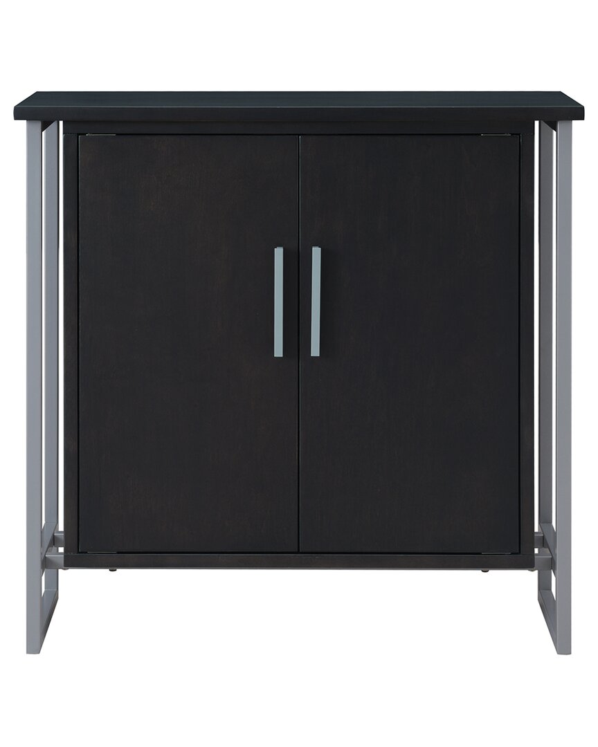 Leick Home Talia Mixed Metal & Wood Foyer Cabinet With Adjustable Shelf In Black