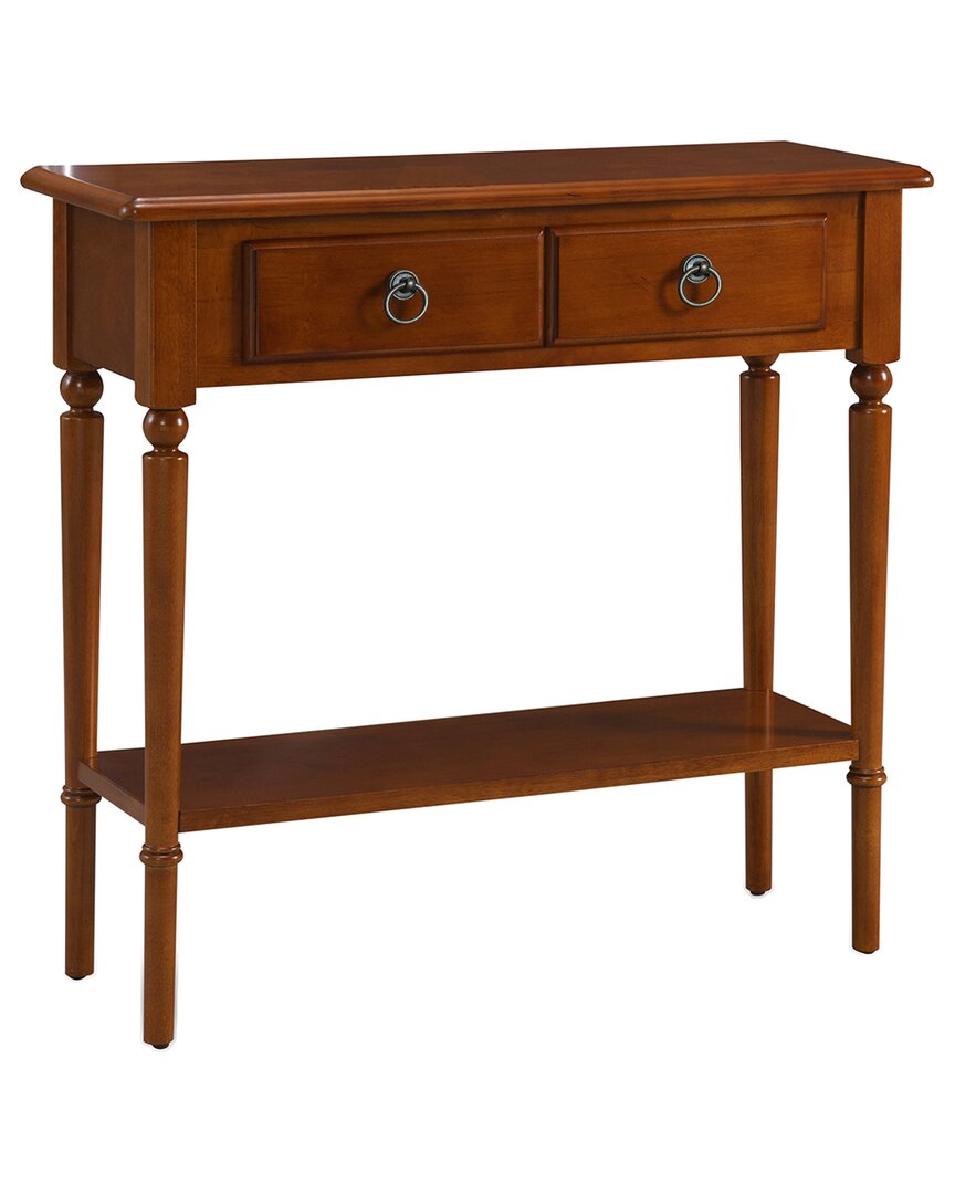 Leick Home Coastal Solid Wood Hall Console Table With Drawer Storage In Brown