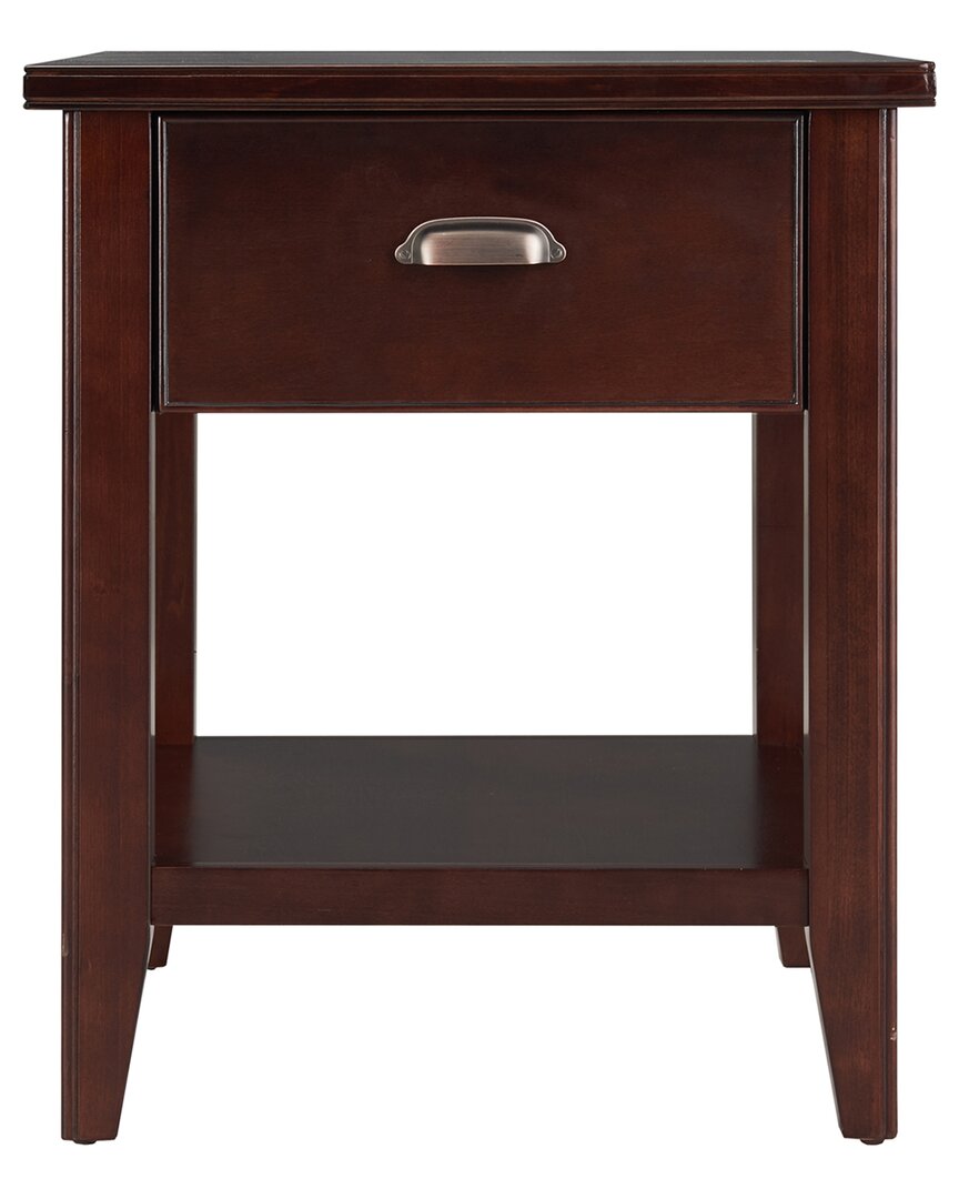 Leick Home Laurent Solid Wood End Table With Shelf & Drawer In Brown