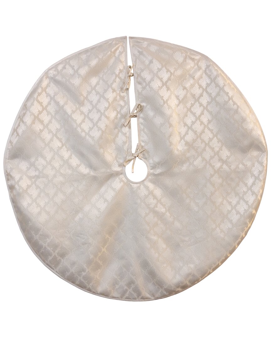 Kurt Adler 48in Silver Jacquard Tree Skirt In Brown