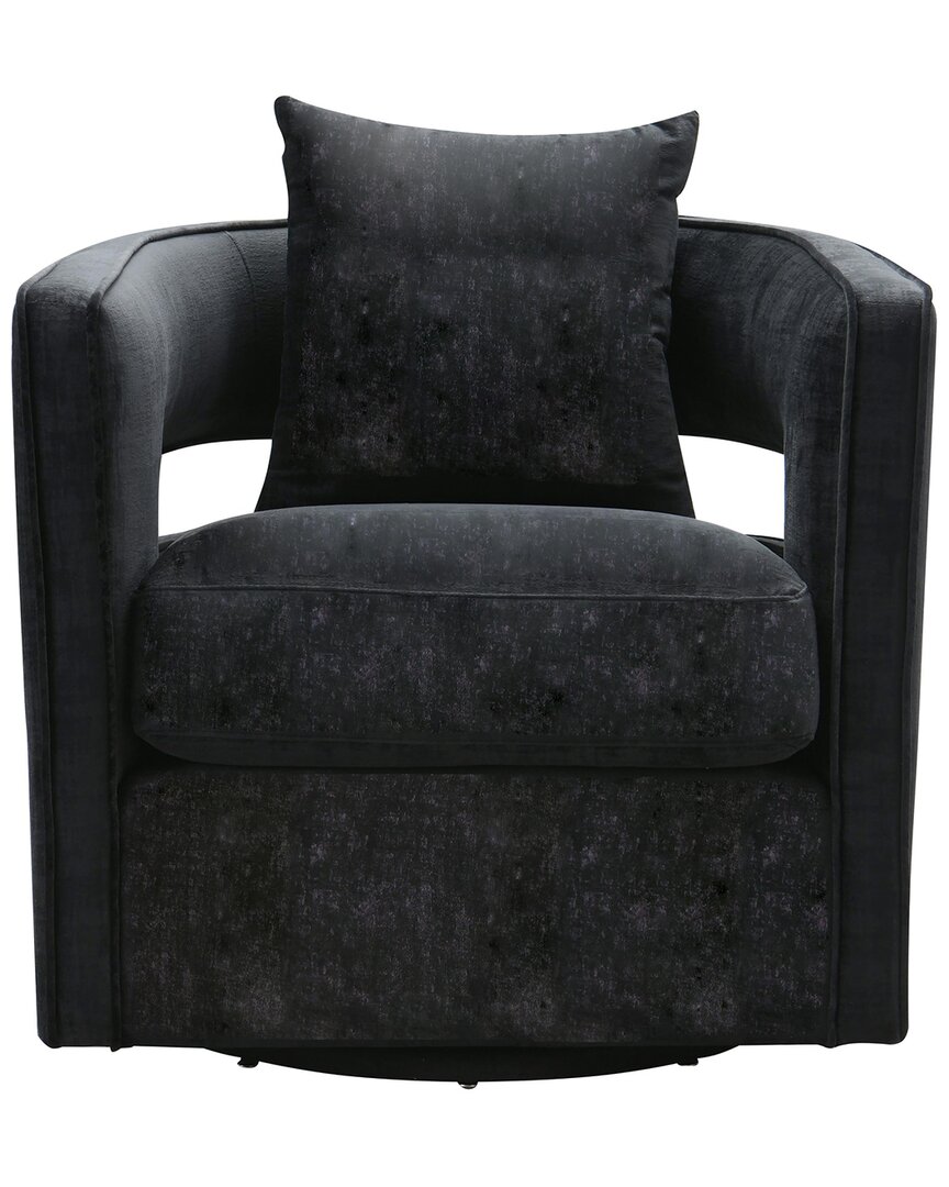 Tov Furniture Kennedy Velvet Swivel Chair In Black