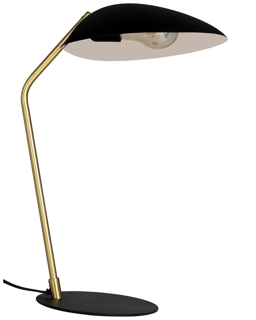 Eglo Lindmoor 1 Light Table Lamp Black Finish With Brushed Brass Accents And Black With White Interi