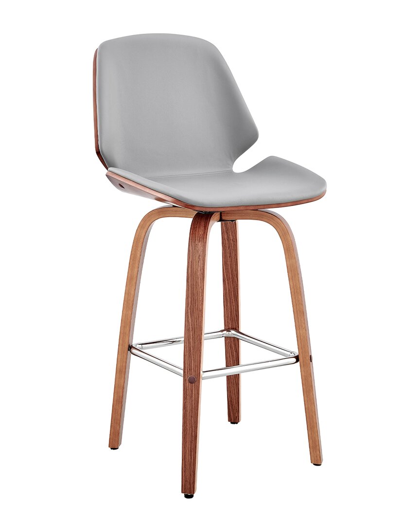Armen Living Arabela 26in Walnut Wood Swivel Bar Stool In Gray