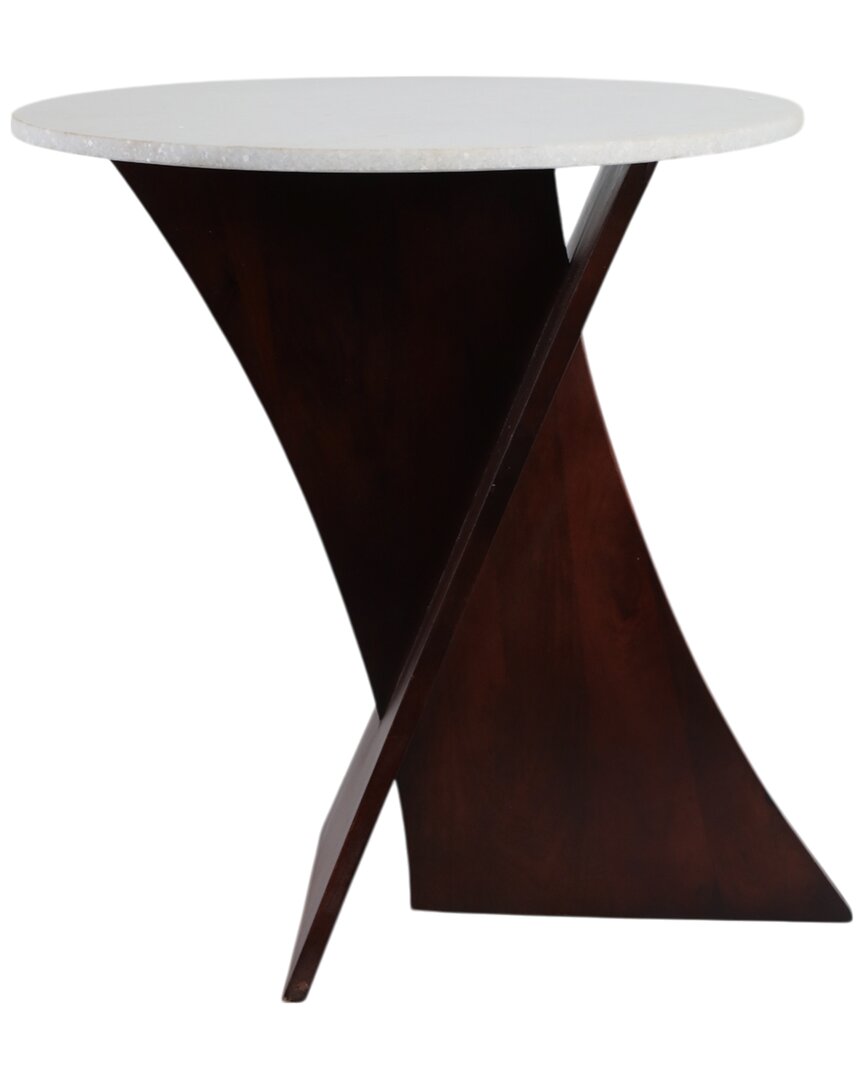 Sagebrook Home 21x20 Marble Top Criss Cross Accent Table In Brown
