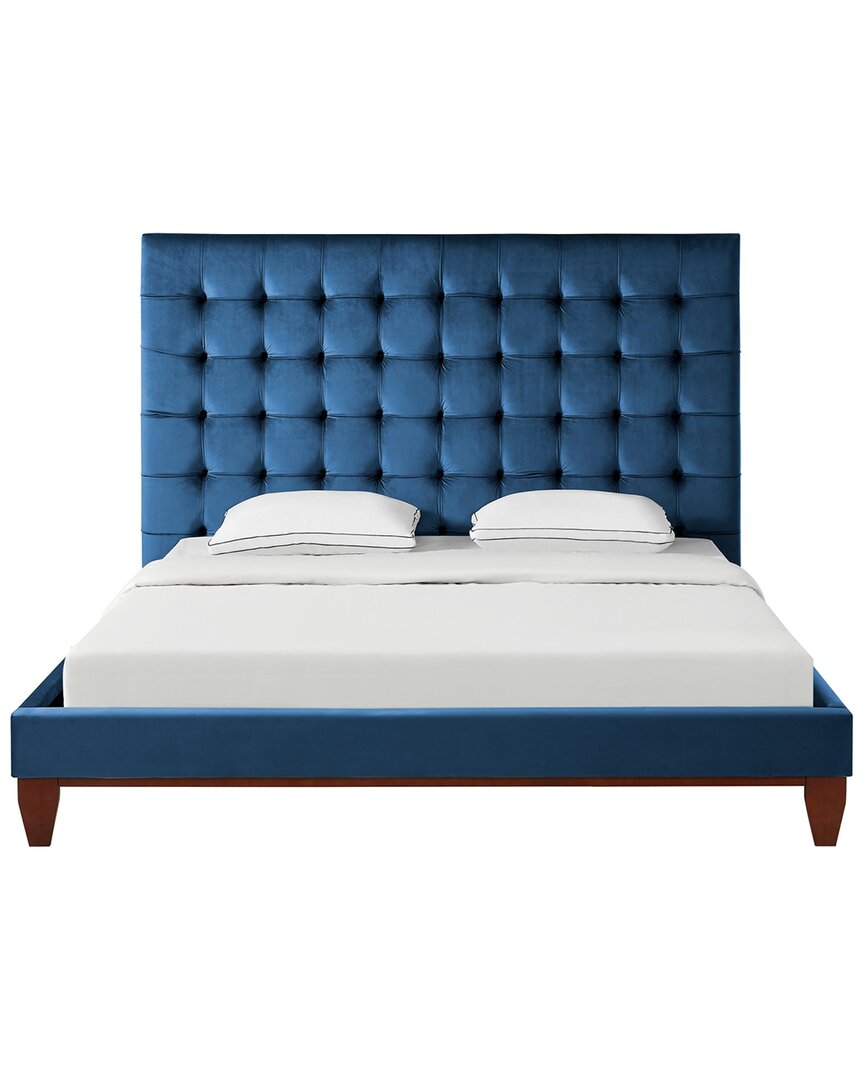 Shop Inspired Home Fabrizio Navy Platform Bed In Blue