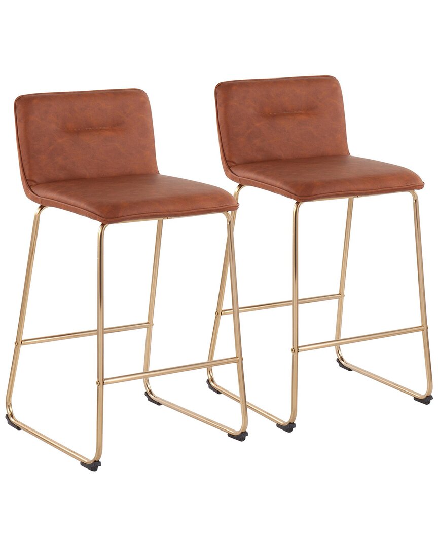 Lumisource Set Of 2 Casper Fixed-height Counter Stools In Gold