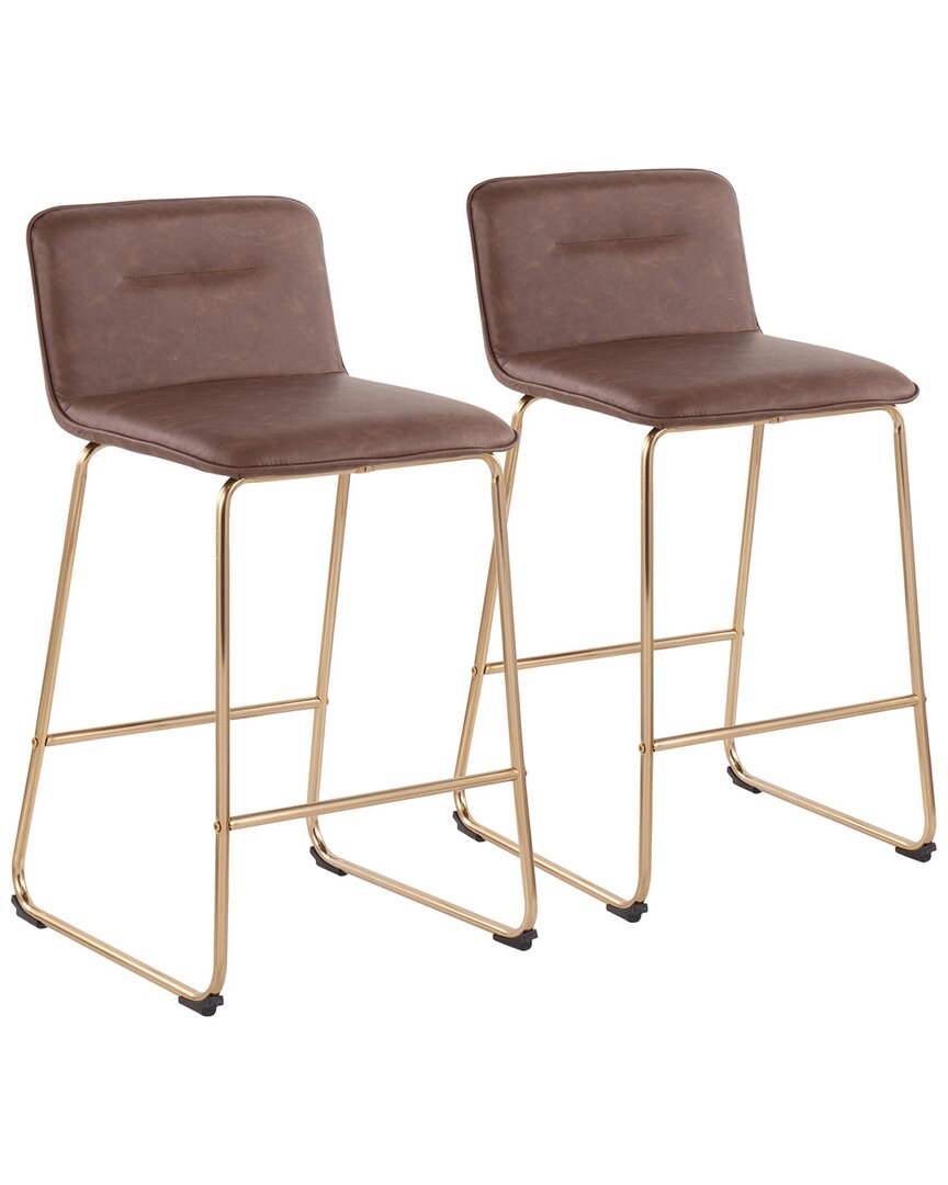 Lumisource Set Of 2 Casper Fixed-height Counter Stools In Gold