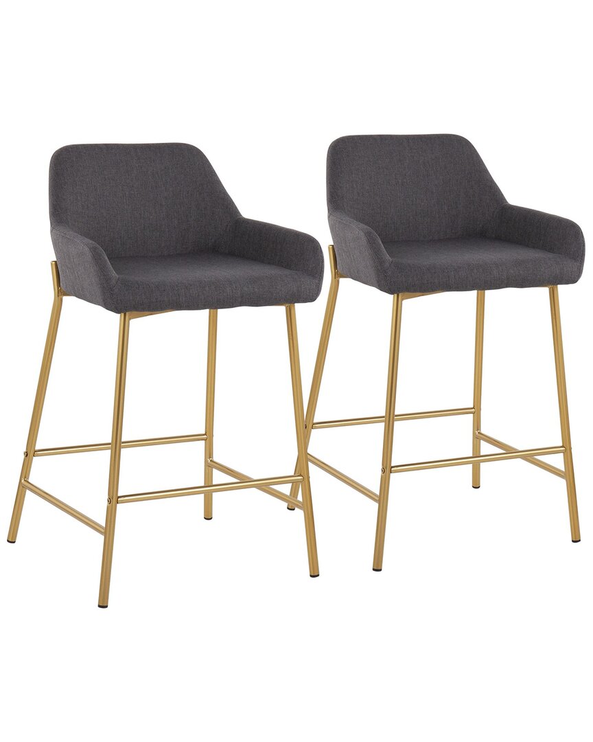 Lumisource Daniella Fixed-height Counter Stool - Set Of 2 Cha In Gold