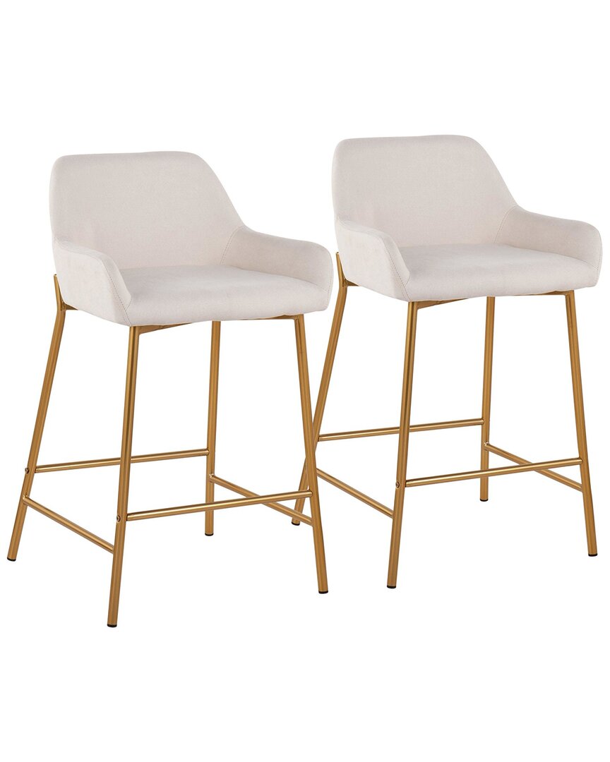 Lumisource Daniella Fixed-height Counter Stool - Set Of 2 Cre In Gold