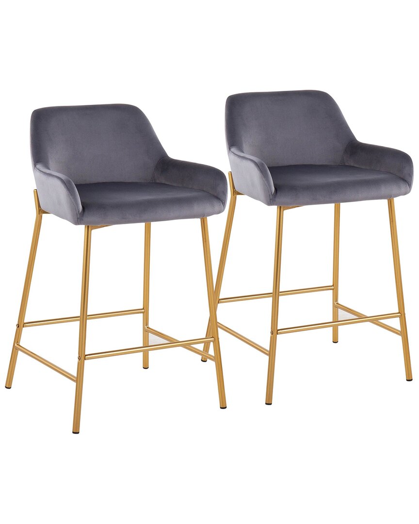Lumisource Daniella Fixed-height Counter Stool - Set Of 2 Sil In Gold