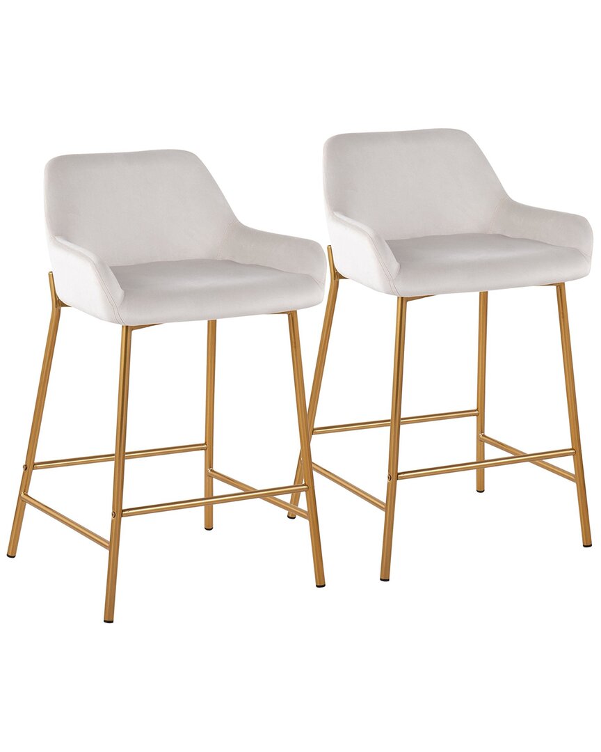 Lumisource Daniella Fixed-height Counter Stool - Set Of 2 Cre In Gold