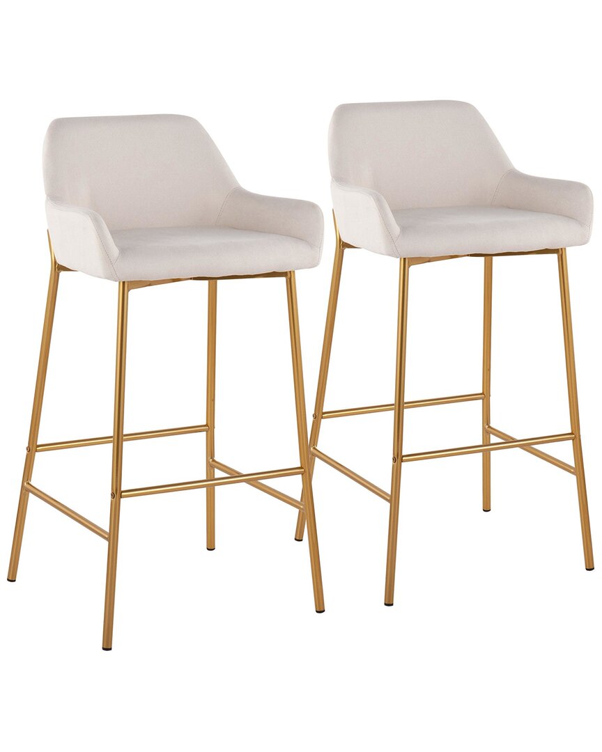 Shop Lumisource Set Of 2 Daniella Fixed-height Bar Stools In Gold