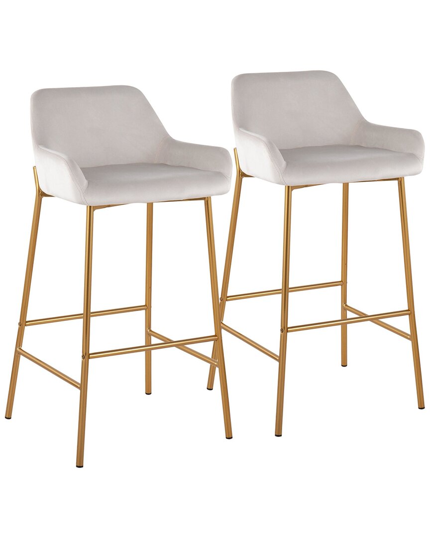 Shop Lumisource Set Of 2 Daniella Fixed-height Bar Stools In Gold