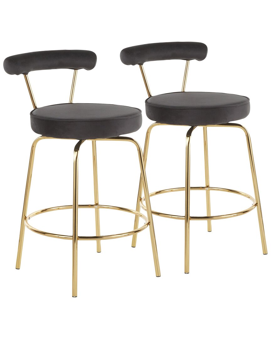 Lumisource Set Of 2 Rhonda Counter Stools In Gold