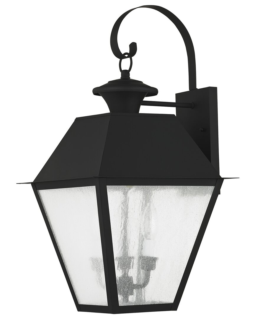Livex Lighting Mansfield 3-light Black Outdoor Wall Lantern