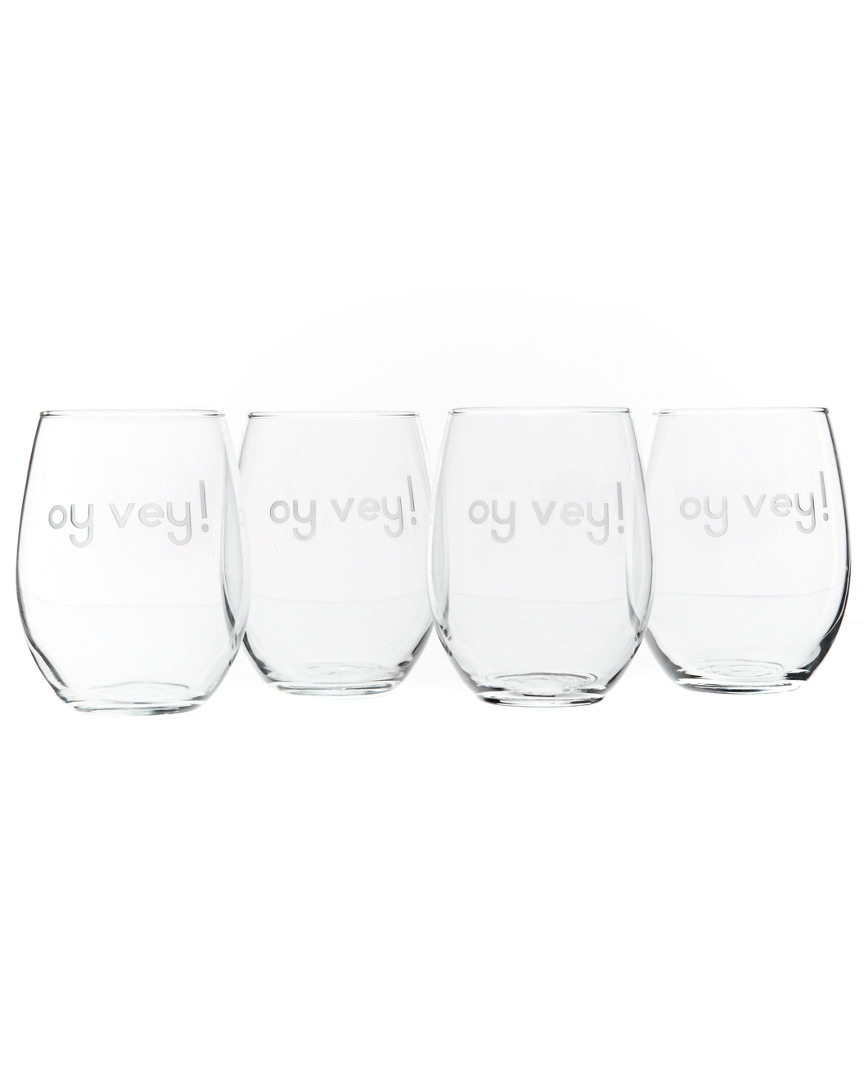 Susquehanna Glass Oy Vey Set Of Four 21oz Stemless Glasses
